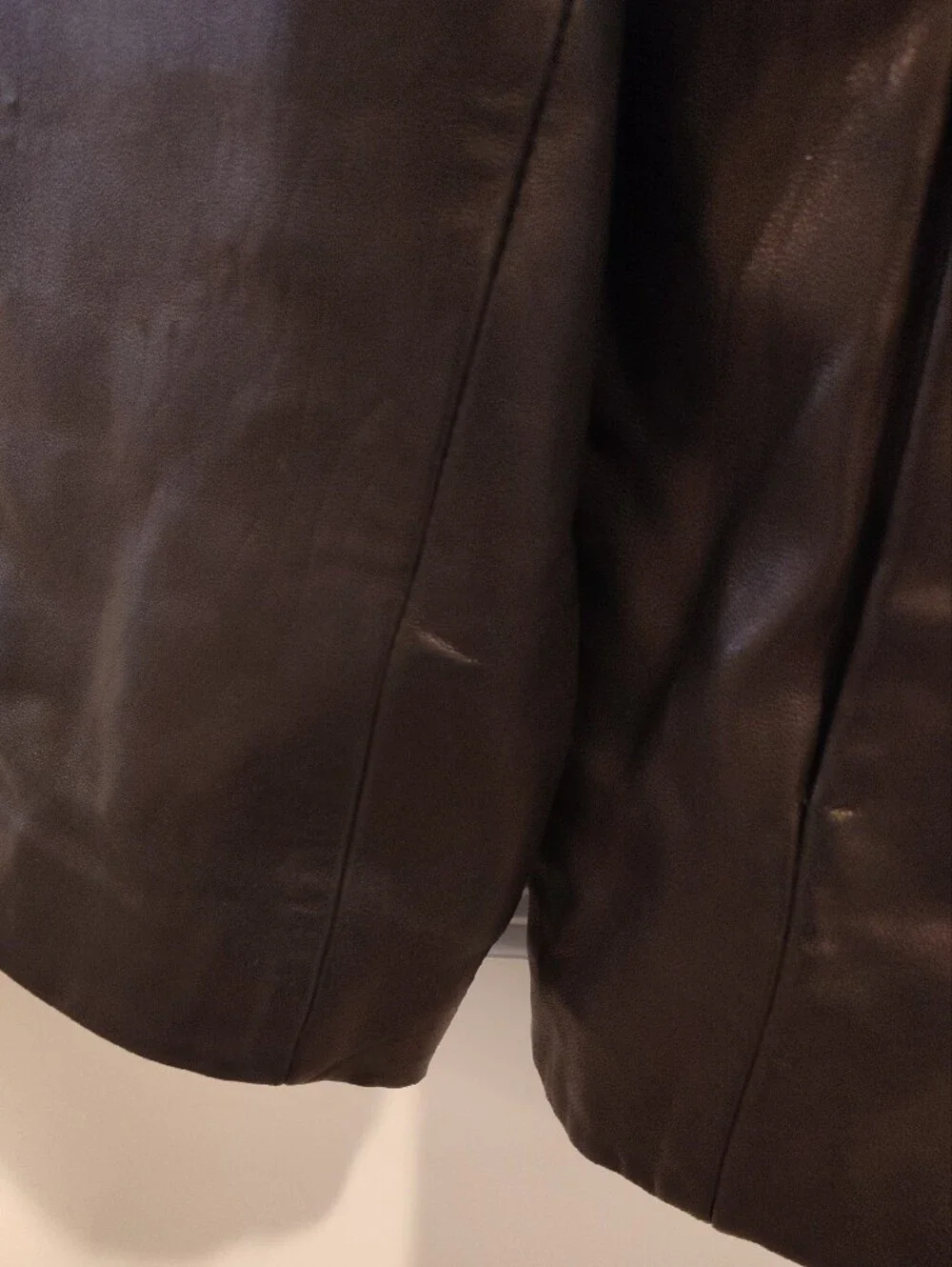 Women's Black Leather Button-Front Jacket Size 14